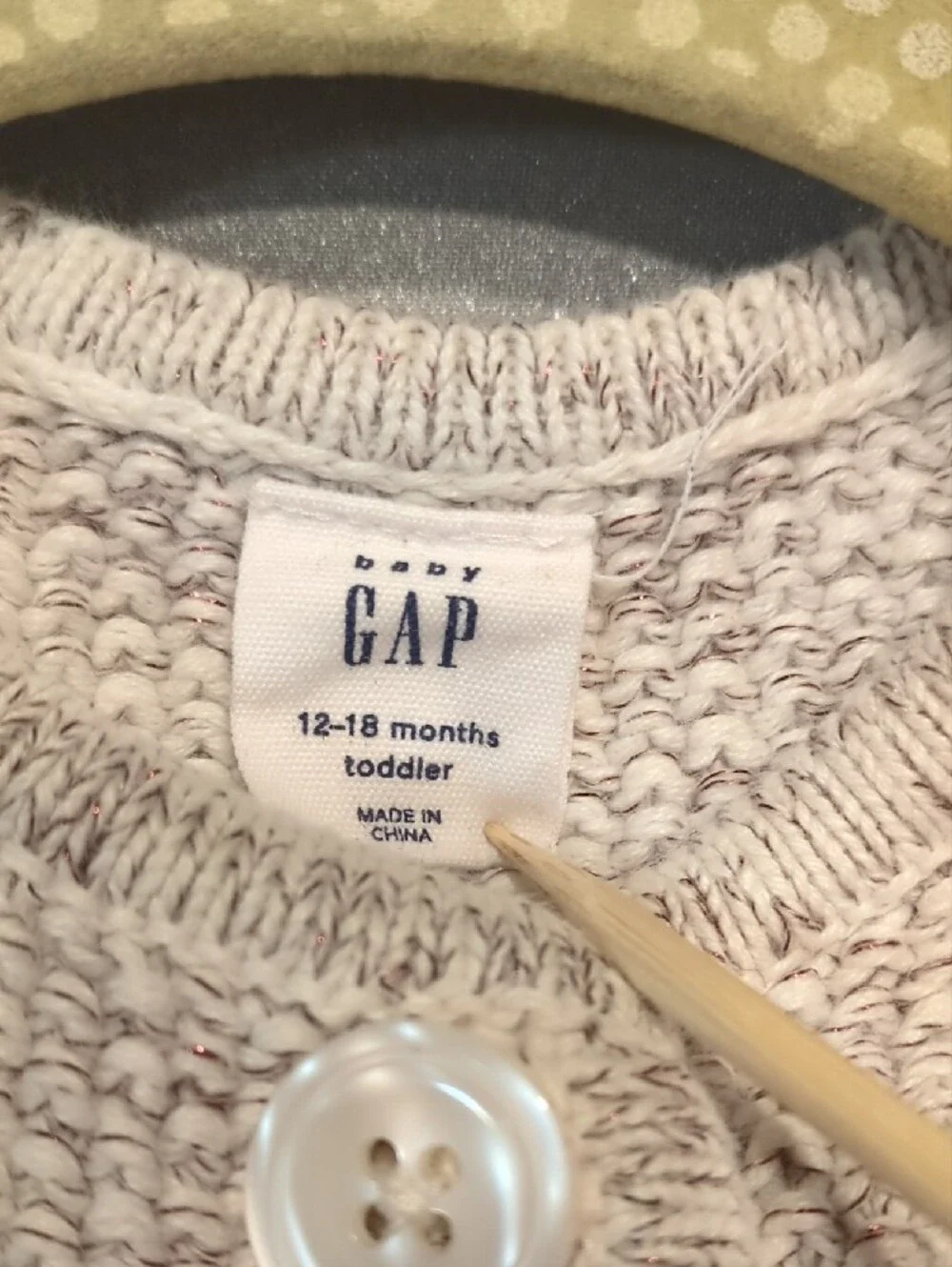 GAP Girls Knit Ruffle Shoulder Cardigan - Light Beige